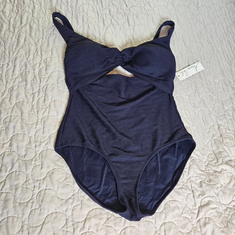 NWT Anne Cole Swimsuit Twist Front Textured One Piece Swimsuit Sz 12 - Picture 3 of 12